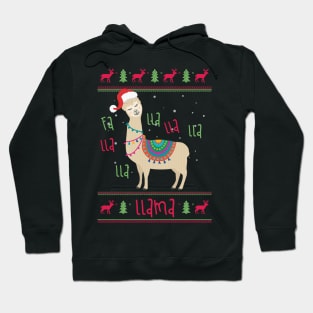 Funny Llama Christmas Ugly Sweater Santa Hat Gift T-Shirt Hoodie